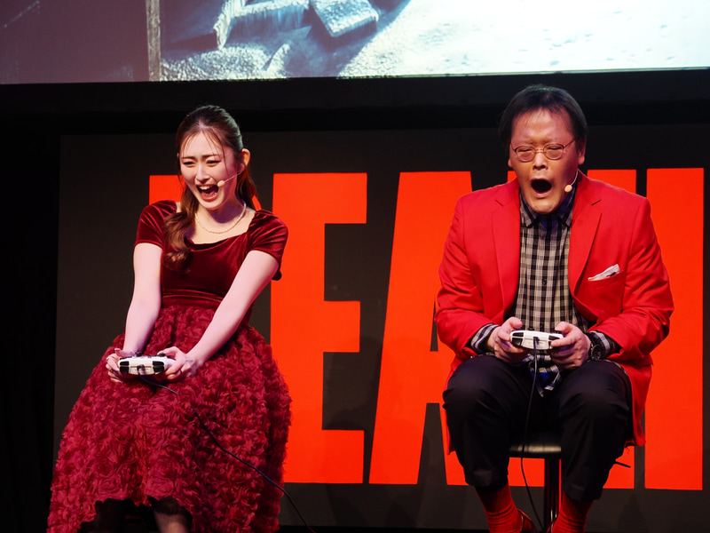 恐怖のシーンに驚愕するゆうちゃみさんと稲田さん