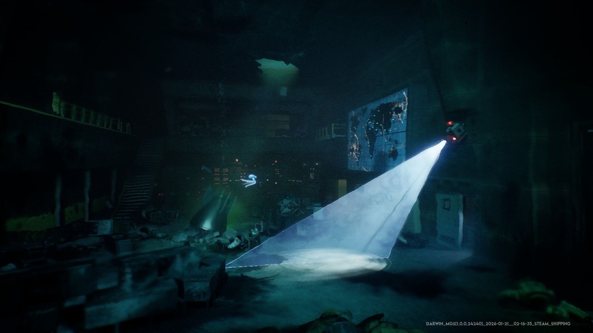 序盤からずっと陸地を移動していたので忘れていたが、タコなので当然泳げる