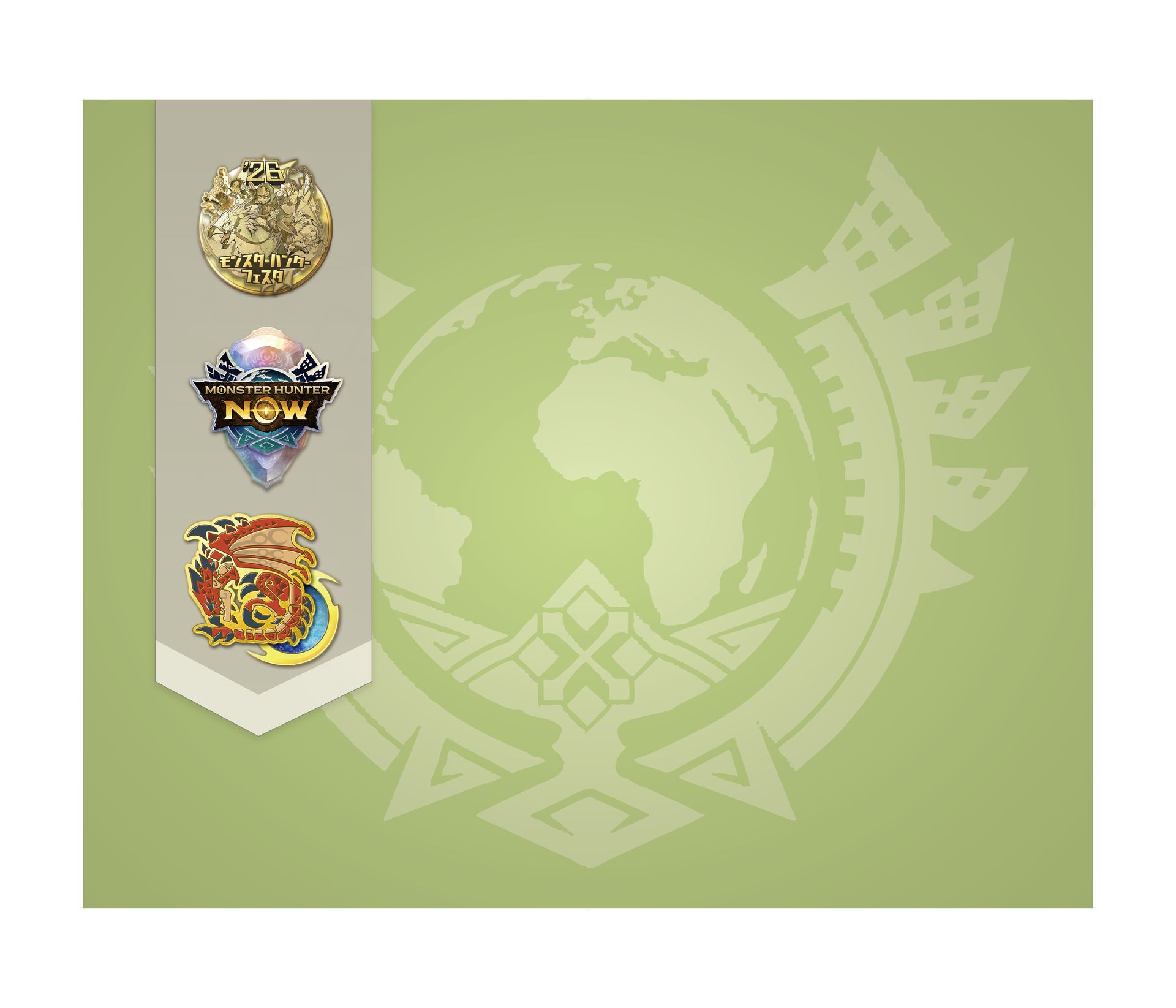 「モンスターハンターNow」のギルドカードの前でハンターになりきれるフォトブースが登場。※実物大「レッドウィング」・「ブロスヘッド」・「肉焼きセット」も展示予定