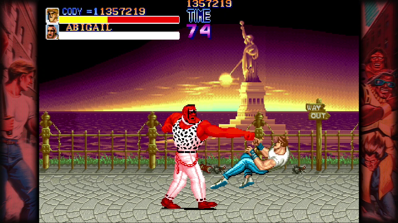 見比べてみるとこの再現度の高さ。画面はSteam版「カプコン ベルトアクション コレクション」収録の「ファイナルファイト」