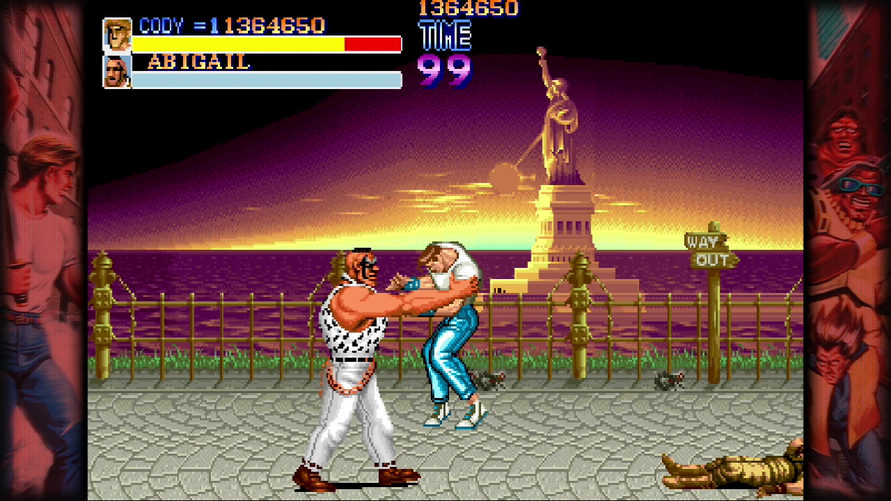 見比べてみるとこの再現度の高さ。画面はSteam版「カプコン ベルトアクション コレクション」収録の「ファイナルファイト」