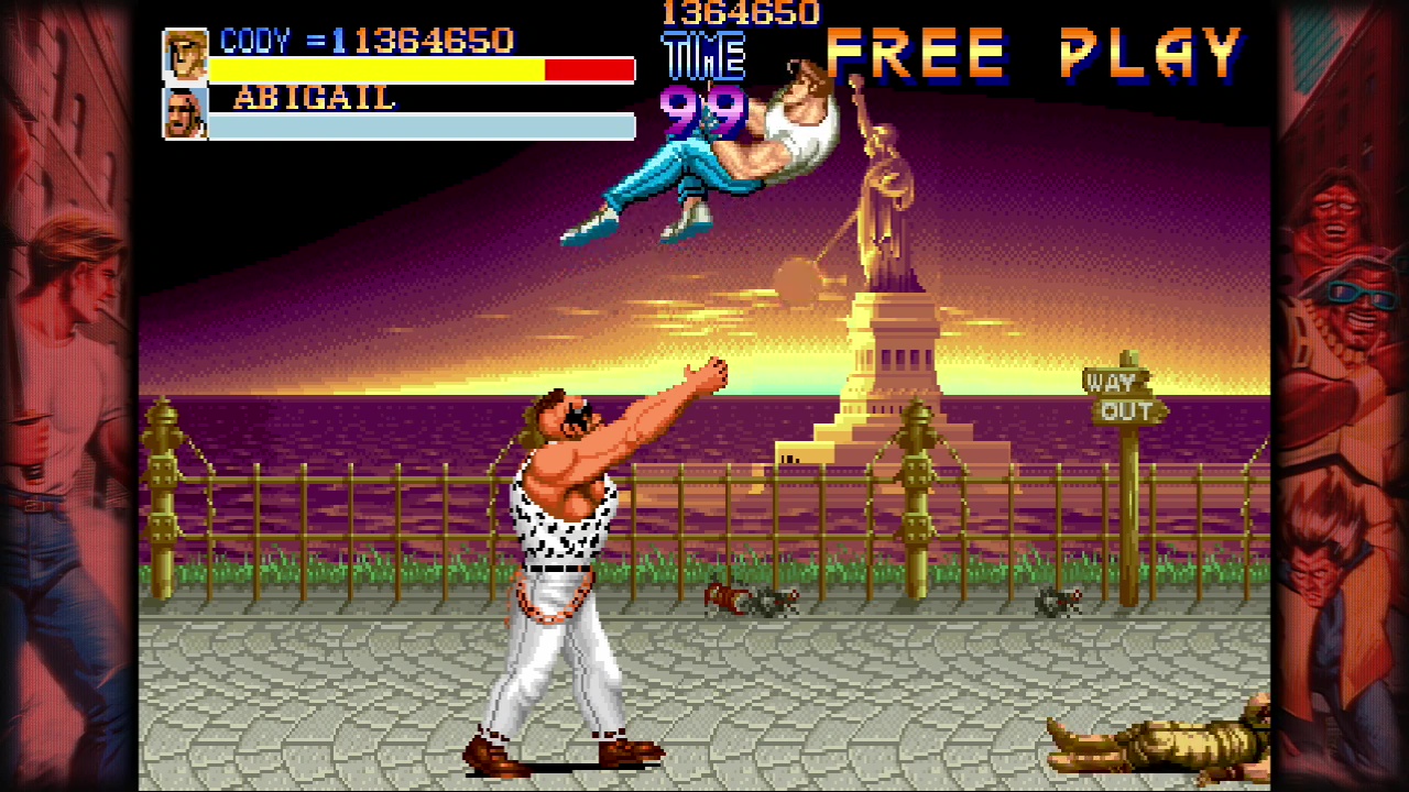 見比べてみるとこの再現度の高さ。画面はSteam版「カプコン ベルトアクション コレクション」収録の「ファイナルファイト」