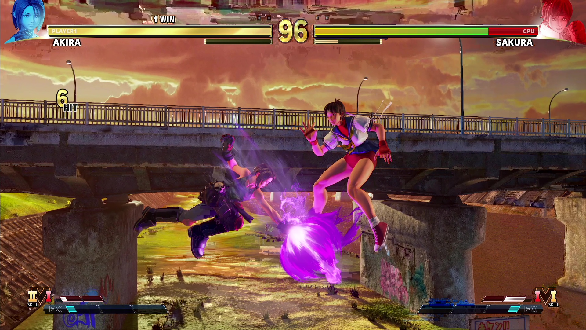 「ジャスティス学園」のシステムをしっかり踏襲しており、相手を高く浮かせ、「ストリートファイター」シリーズではありえないような跳躍で空中の相手に追撃するエアバーストが可能