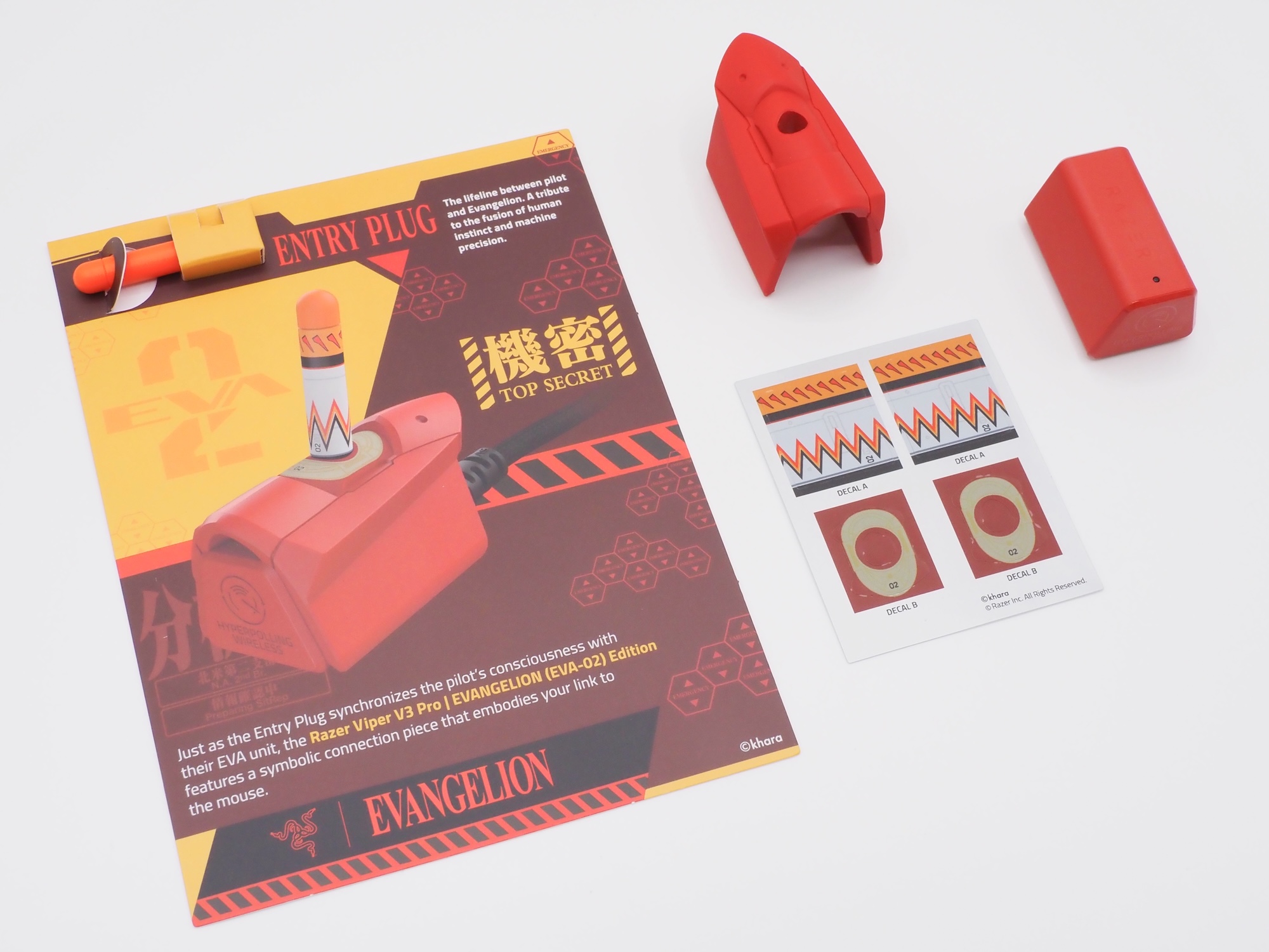 そしてドングルを飾りつけるキット。ドングル本体、専用ケース、エントリープラグ、デカールで構成されている