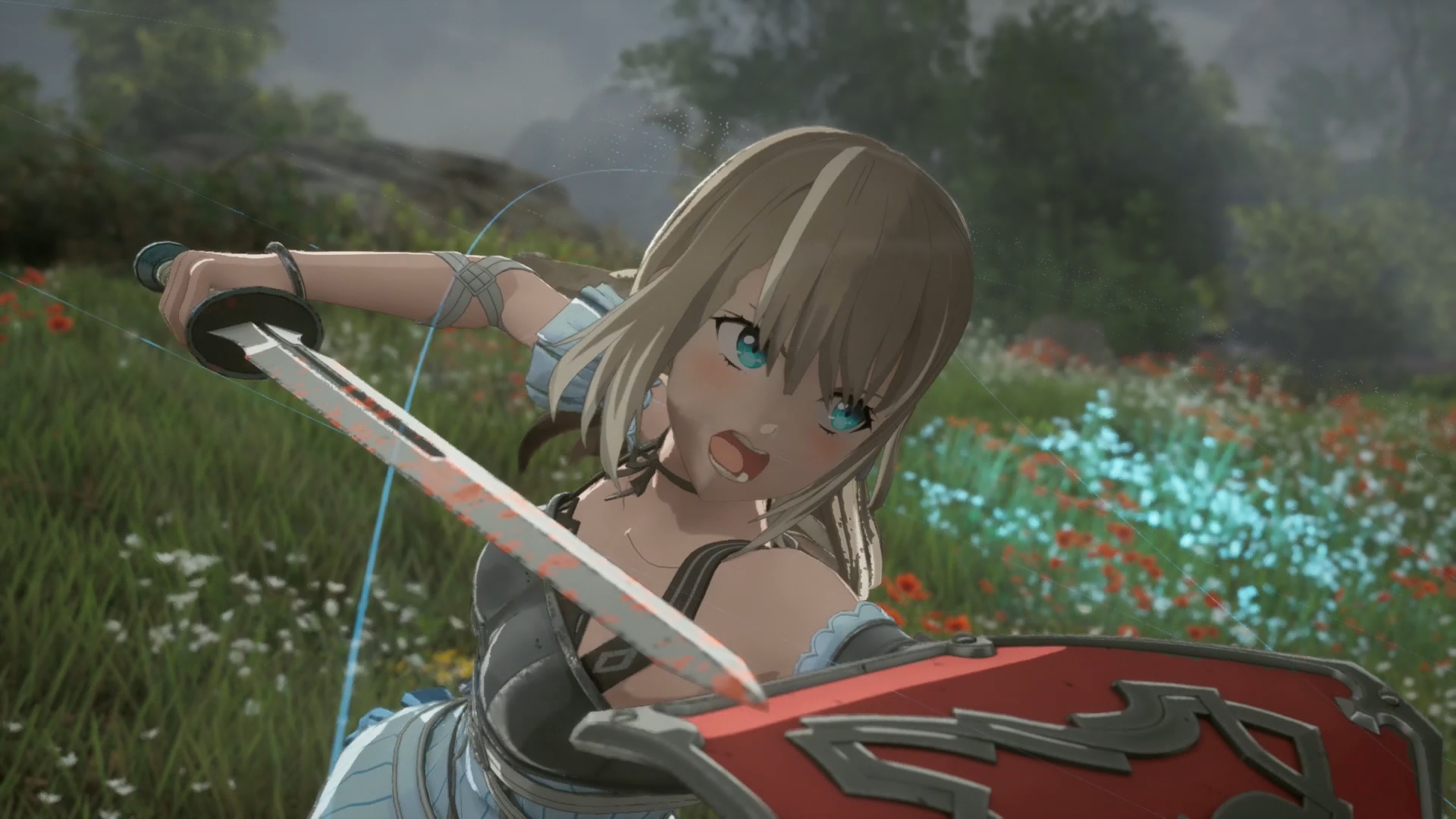 一連の写真はパリィ・スラッシュを決めたアクションだが、スラッシュには現時点で3種類が用意されており、成功させられれば確定で反撃を行うことができる。これを使いこなせないと、少ない被害でフィールドを移動し目的地へと到達するのは難しいと感じた。逆に、スラッシュをマスターしてしまえば戦闘も移動も一気に楽になりそうだ