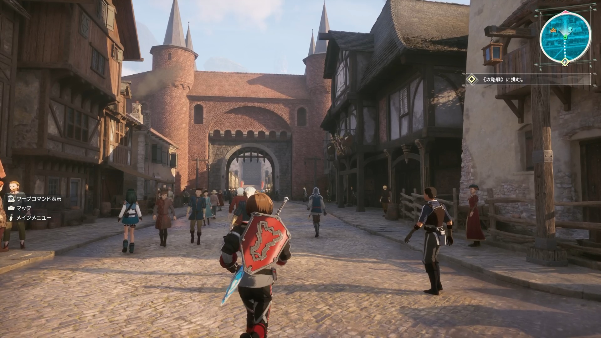 はじまりの街には、大勢のキャラクターが行き交っている。商業施設なども充実しているので、戦いに疲れたときに歩き回れば心も体も癒されるだろう