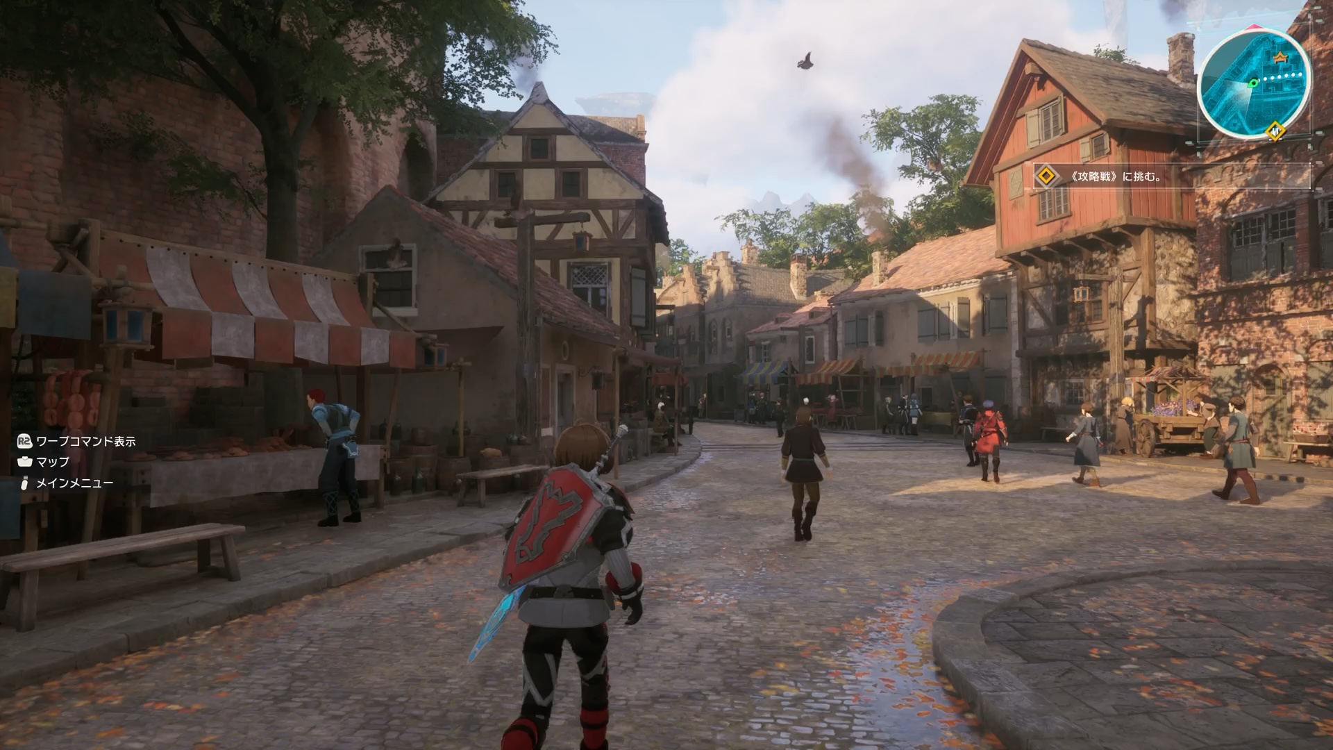 はじまりの街には、大勢のキャラクターが行き交っている。商業施設なども充実しているので、戦いに疲れたときに歩き回れば心も体も癒されるだろう