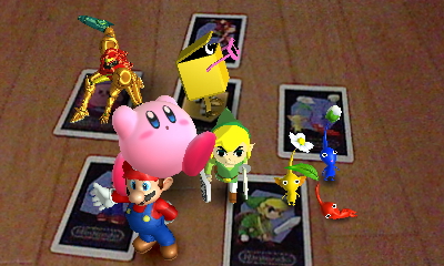 「キャラさつえい」を起動後に各種カードをカメラに映すと、おなじみのキャラクターたちが飛び出してくる