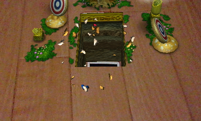 カメラと自分の立ち位置を変えながら狙いを定め、的にボールを当てて遊ぶ「マトあて」