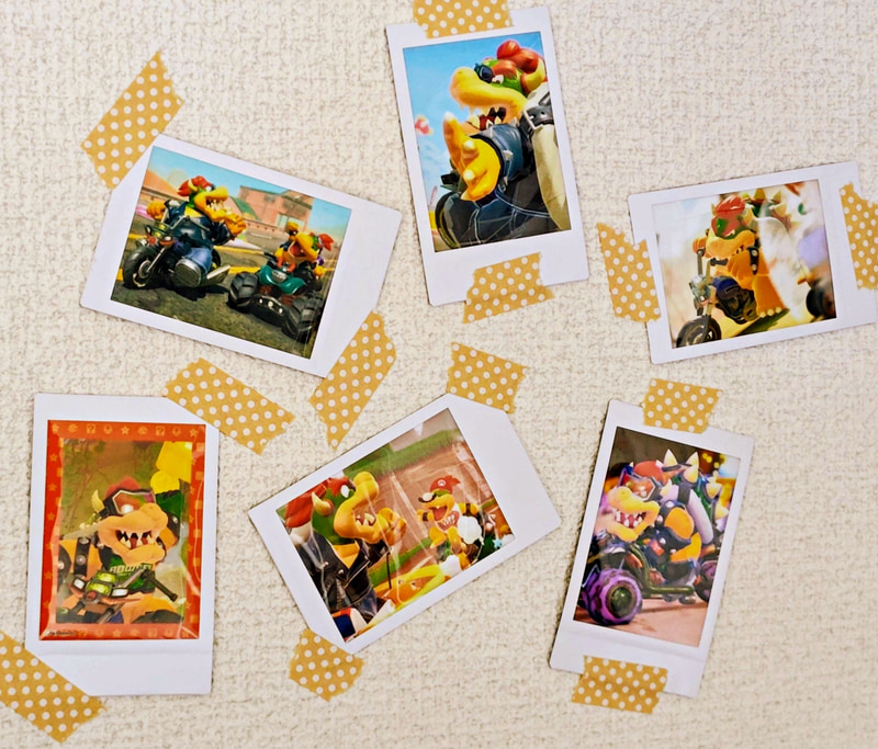 壁に貼り付けたクッパの「キャラチェキ&trade;︎」