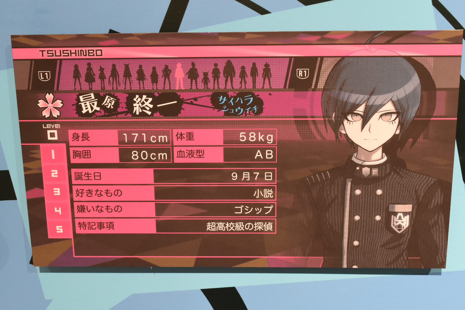 通信簿のデザインはそれぞれの作品のゲーム内のものを再現している