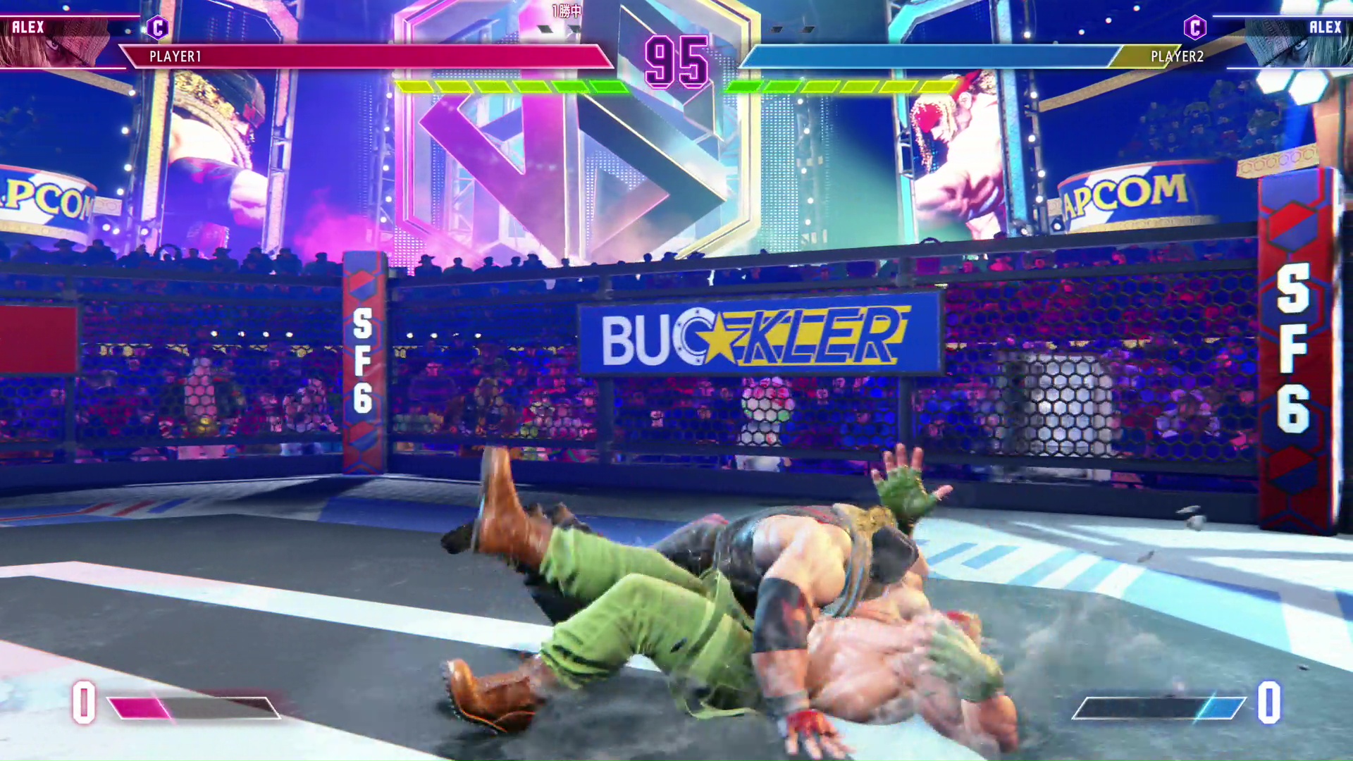 通常ヒット時のハイパーリフト。コマンド投げと違い投げ抜けができてしまう