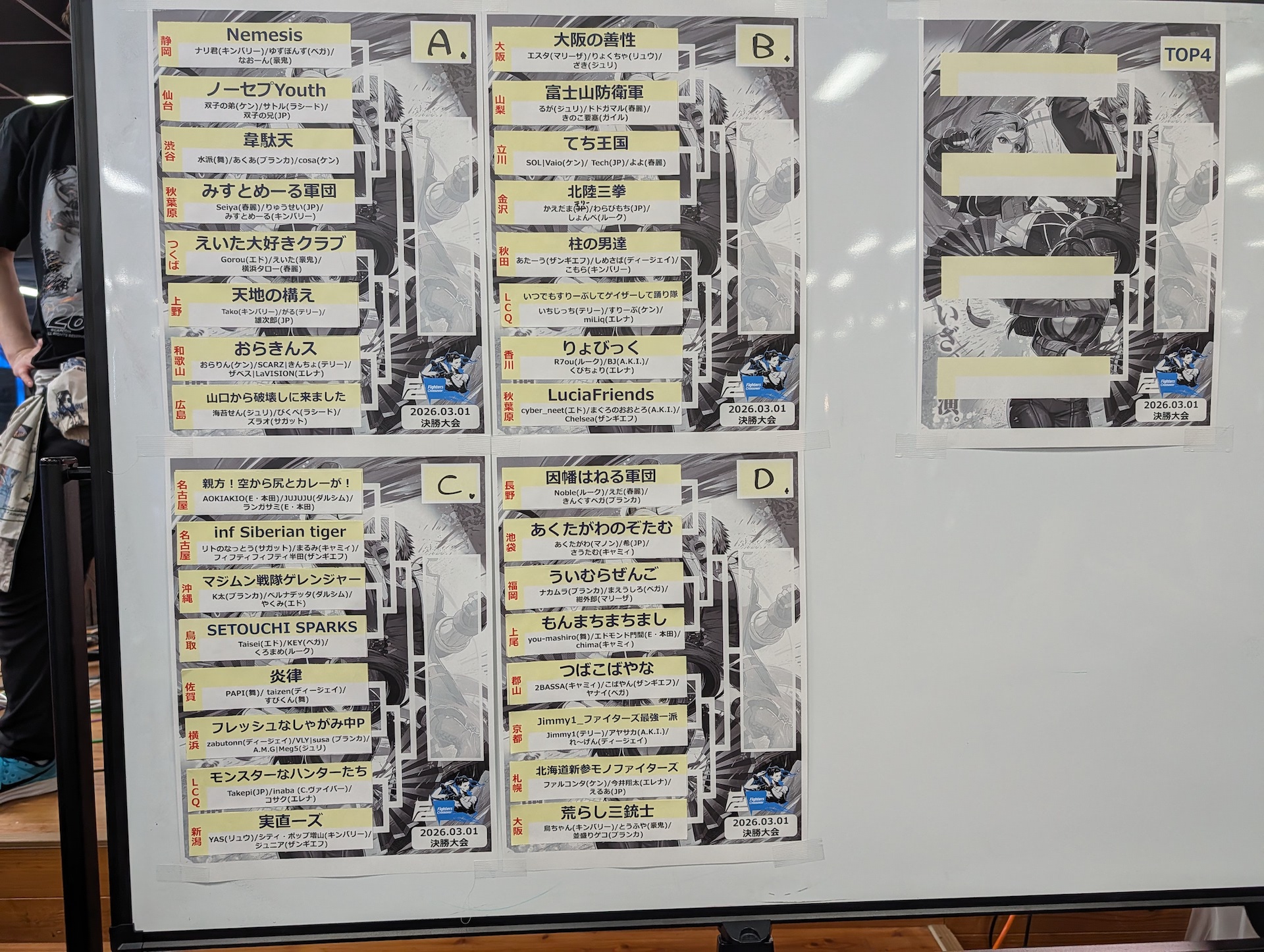 全国大会のトーナメント。予選から決勝まで全て1回限りのトーナメントで一貫しているのも「Fighters Crossover 全国大会 #02」の特徴の1つ