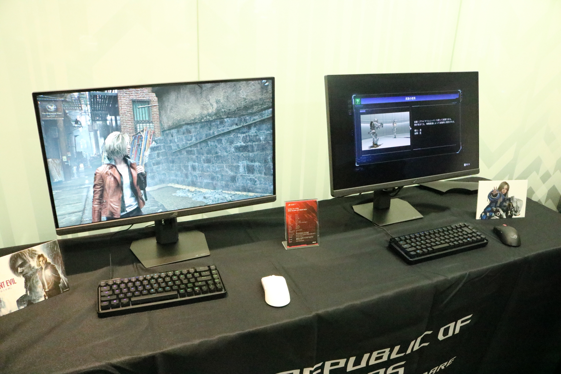 5Kの解像度を採用する27インチゲーミングモニター「ROG Strix 5K XG27JCG」で、発売時期は2026年3月下旬頃。5Kの映像で、「バイオハザード レクイエム」と「プラグマタ」（無料体験版）を試遊することができた