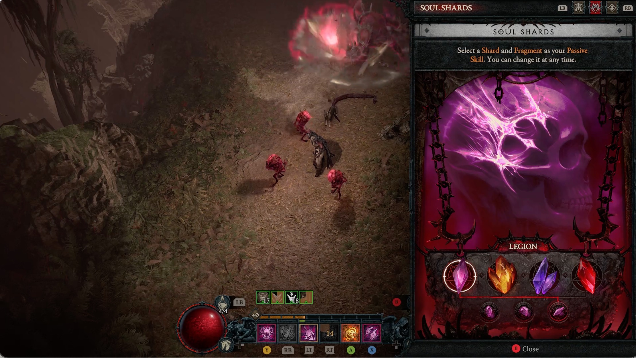 「ウォーロック」特有のシステム。4つの主要な「ソウルシャード」から1つ、さらに3つの欠片の中から1つを選んで、戦闘スタイルを自分好みにカスタマイズできる