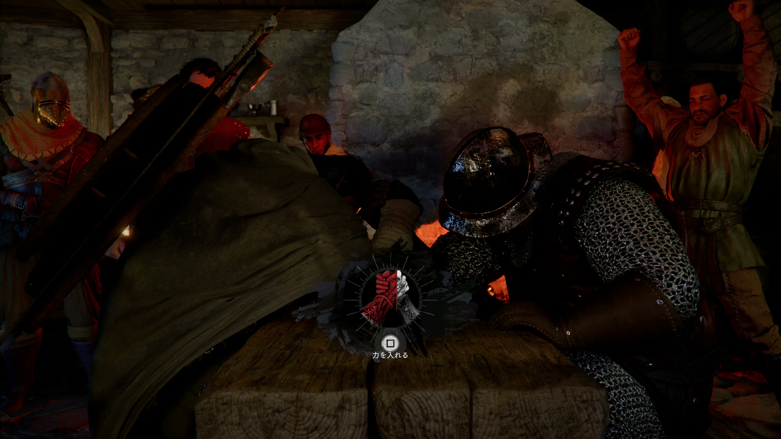 腕相撲のミニゲームに挑戦中。息抜きができるミニゲームも多数用意されているという