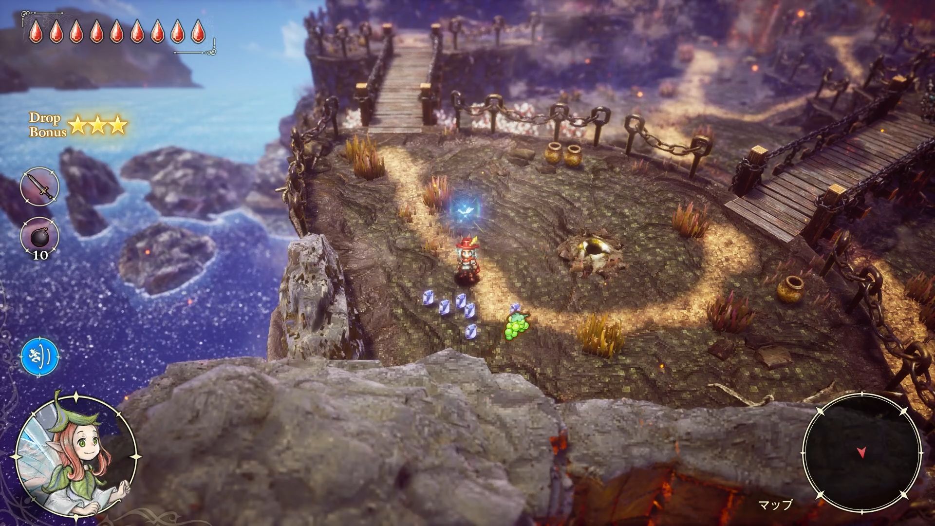 ツール以外にも、魔石の欠片や矢や爆弾、攻撃力や防御力が上がるアイテムなどもドロップしやすくなる。また、「Drop Bonus」発生中に連続で敵を倒すと、段階的にアイテムをドロップする確率が上がっていく