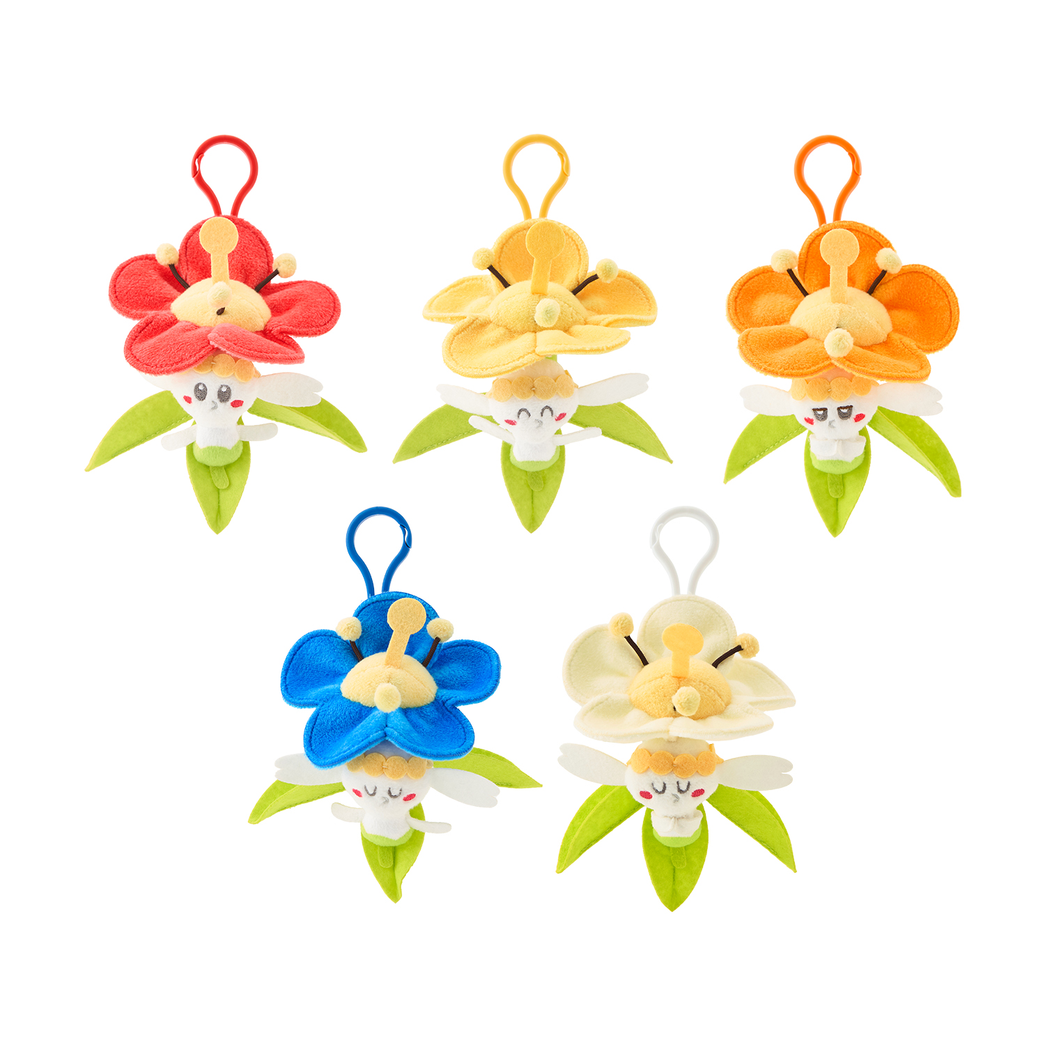 ちっちゃい！マスコット みだれざき フラベベ(あかいはな、きいろのはな、オレンジいろのはな、あおいはな、しろいはな) 価格：各990円