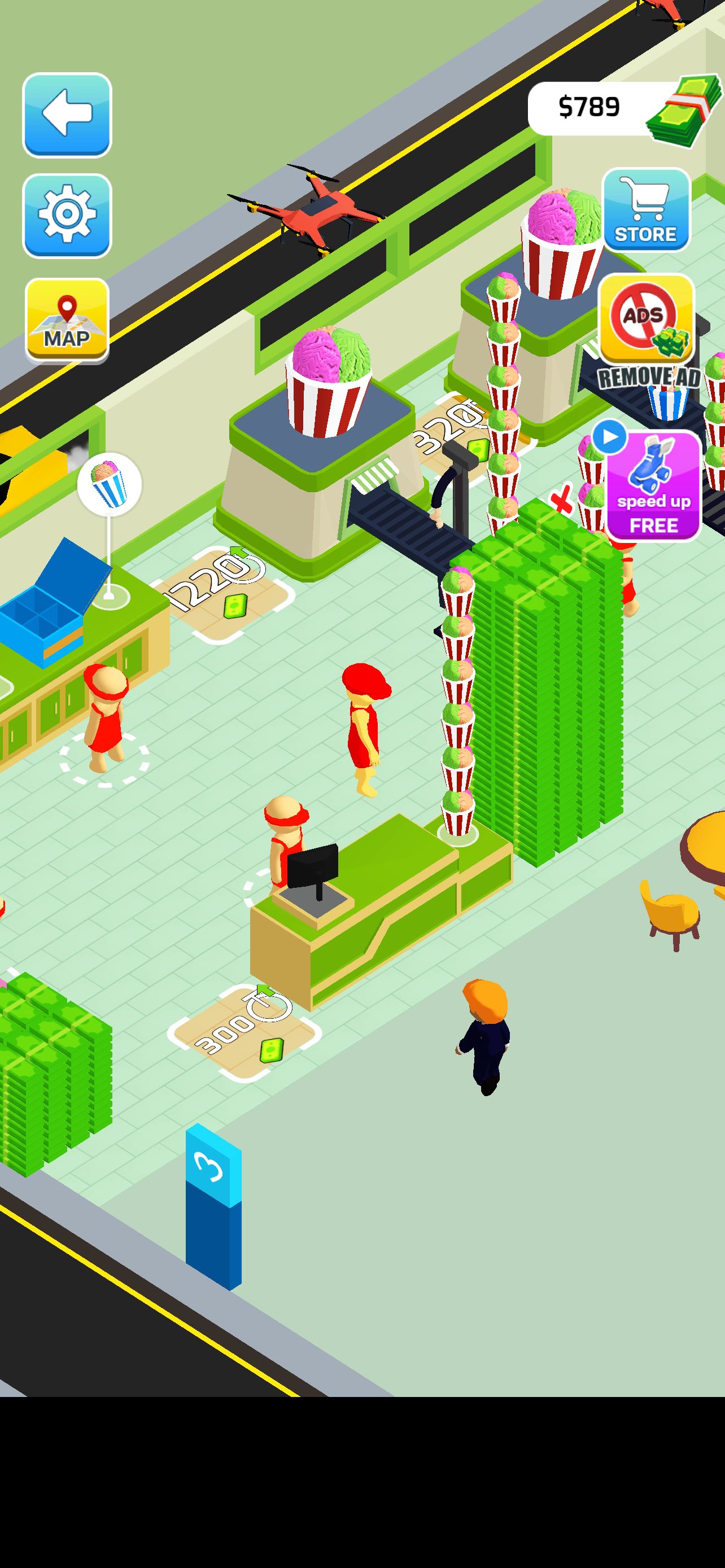 アイスクリームパーラーを拡大していく。アイスを売り、その売り上げで店舗を拡張していく