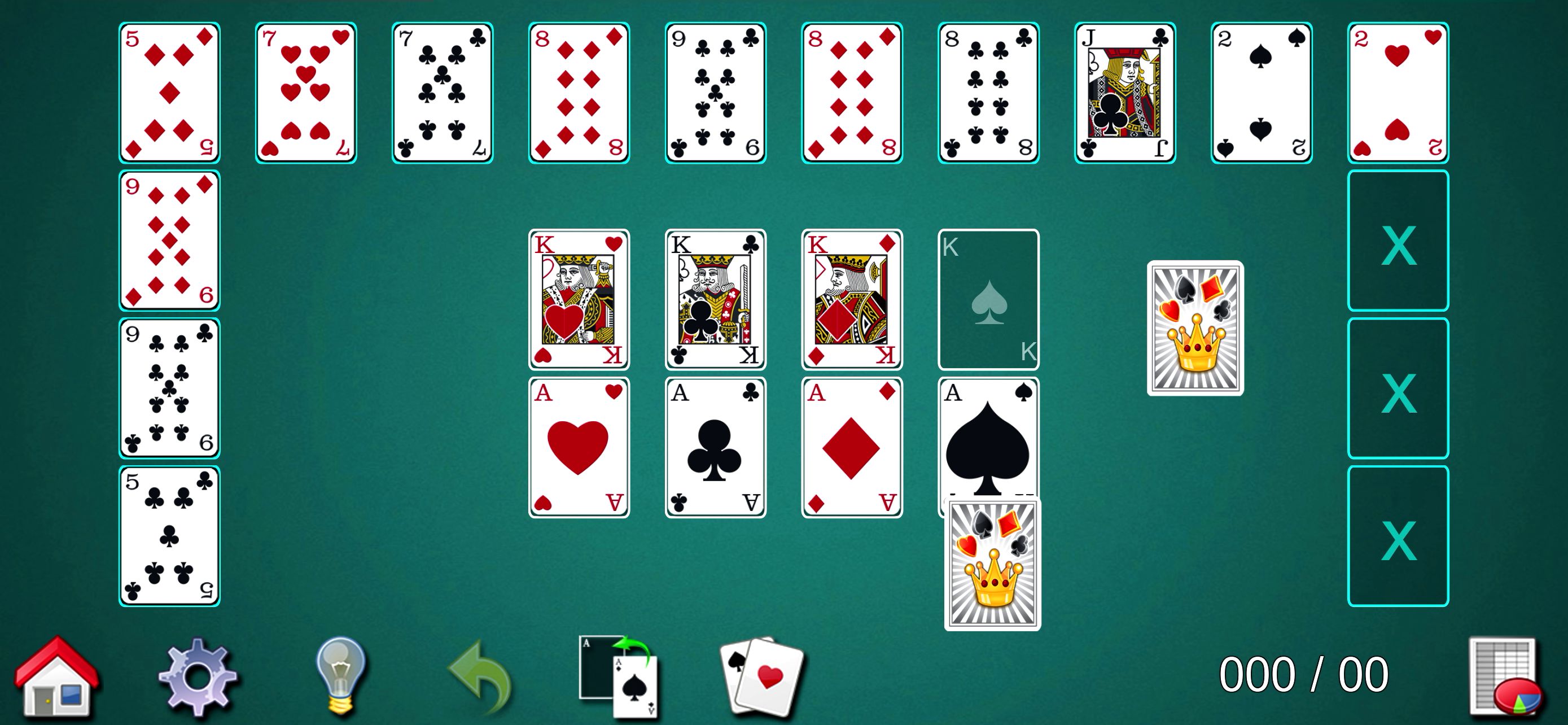 かなり広いジャンルのソリティアが楽しめる。新しいソリティアのルールが開拓できる