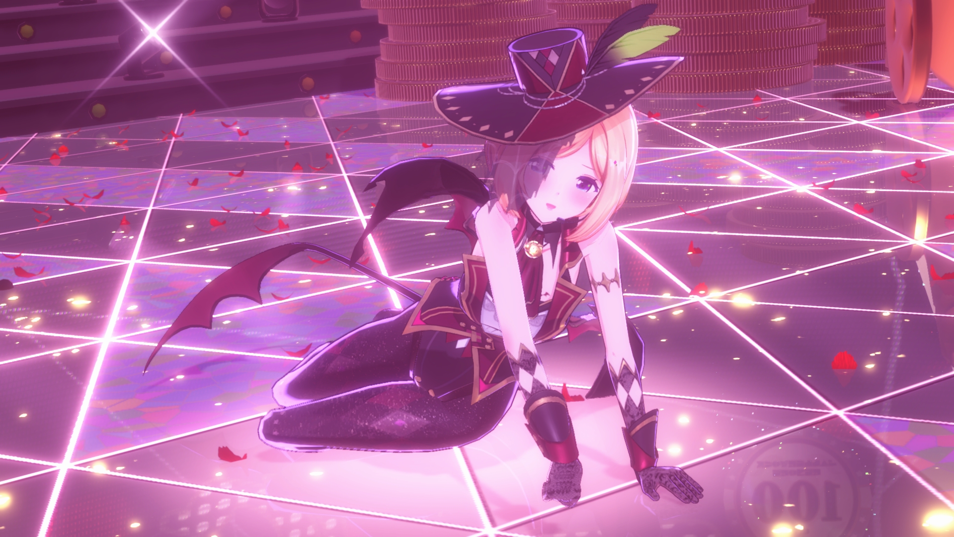 新曲「モノポリー」とアキロゼさんのイメージがガッチリハマる極上の舞台。ド派手なライティングや歌詞演出なども「ホロアース」ならではの体験だ