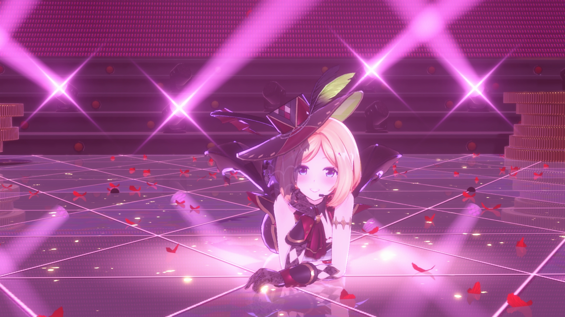 新曲「モノポリー」とアキロゼさんのイメージがガッチリハマる極上の舞台。ド派手なライティングや歌詞演出なども「ホロアース」ならではの体験だ