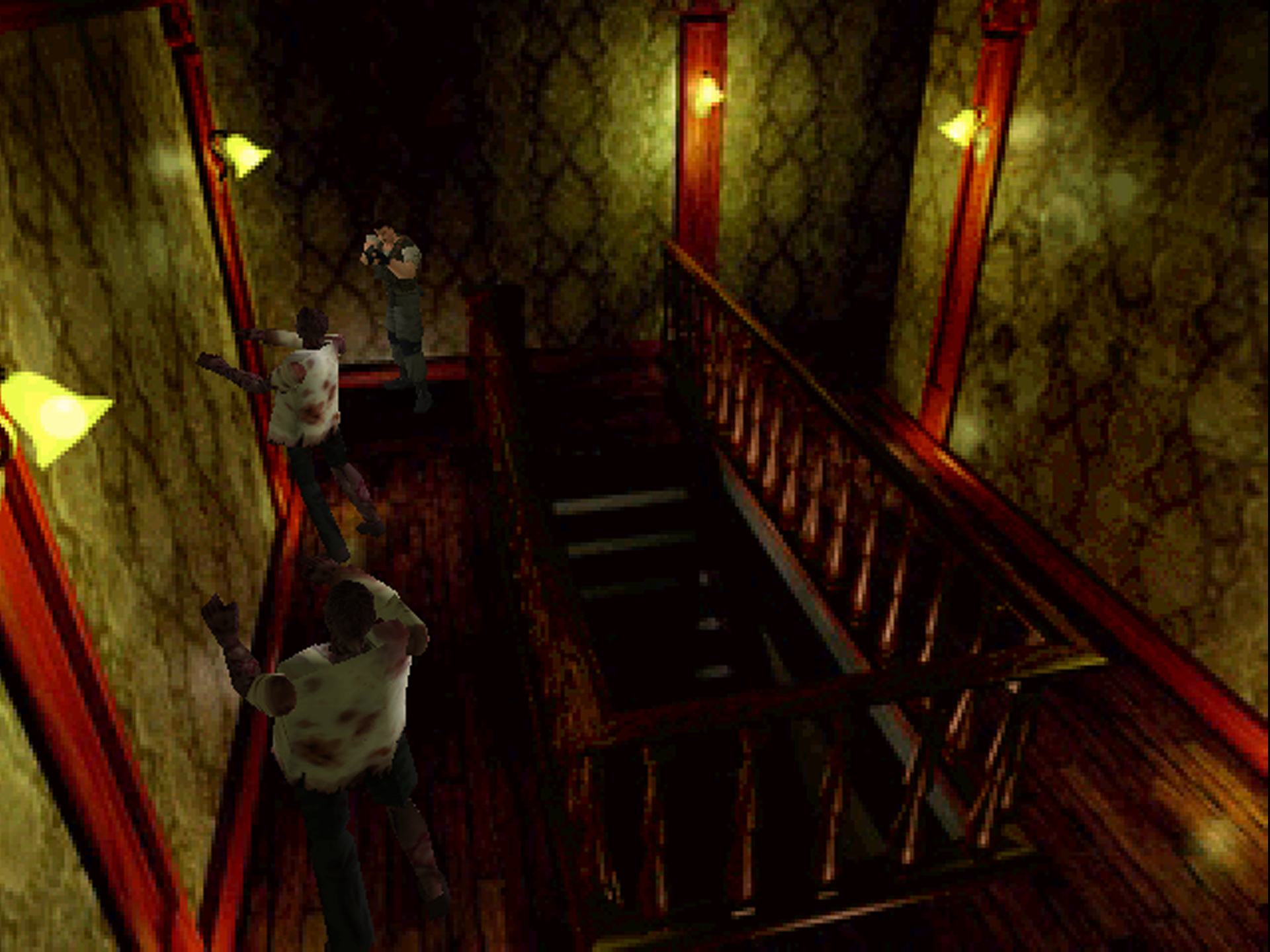 グラフィックスは高解像度化されているので、くっきりとした映像で初代「バイオハザード」が楽しめる。画面はPC版