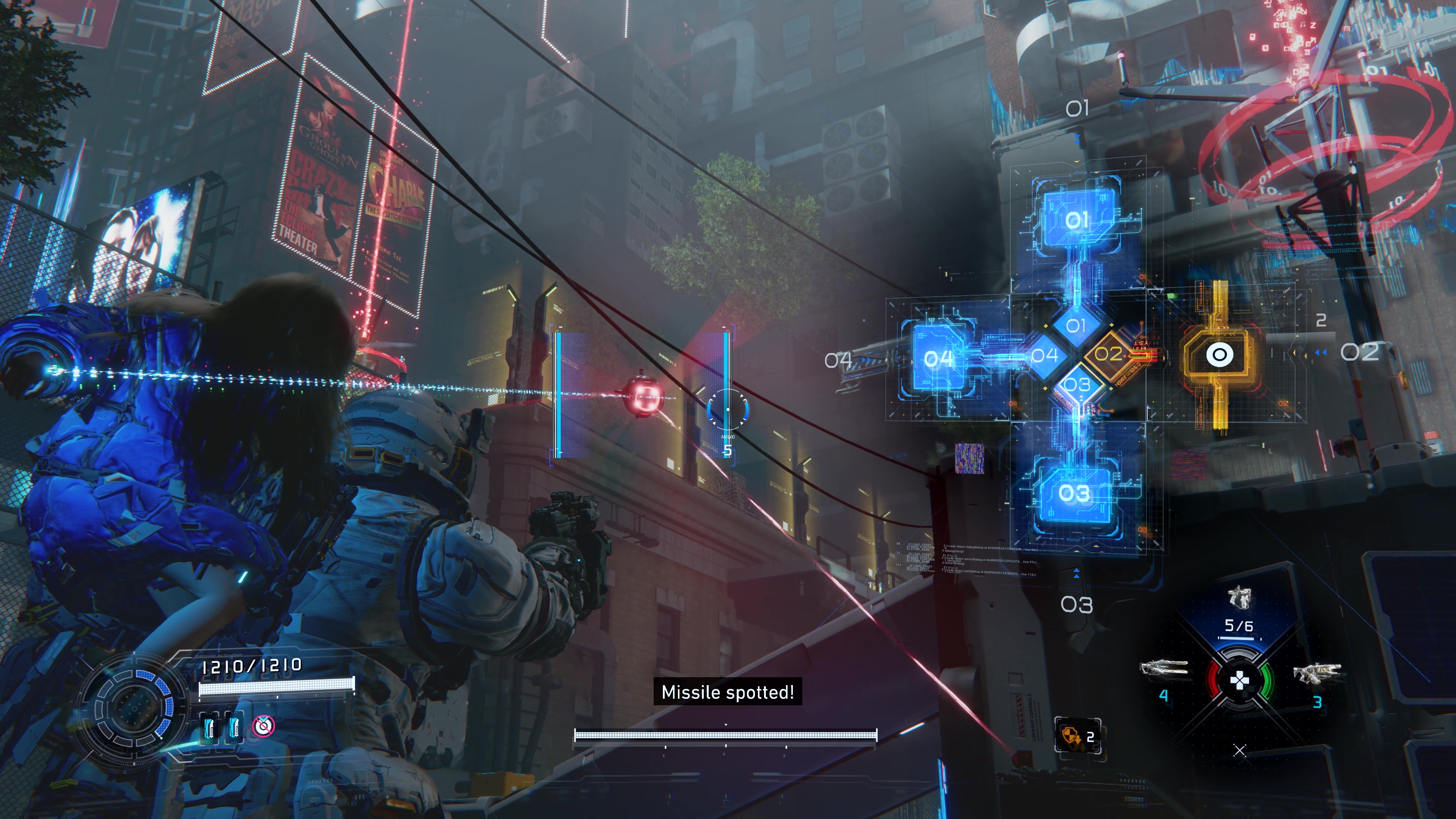 飛んできたミサイルにもハッキングのパズルが出現