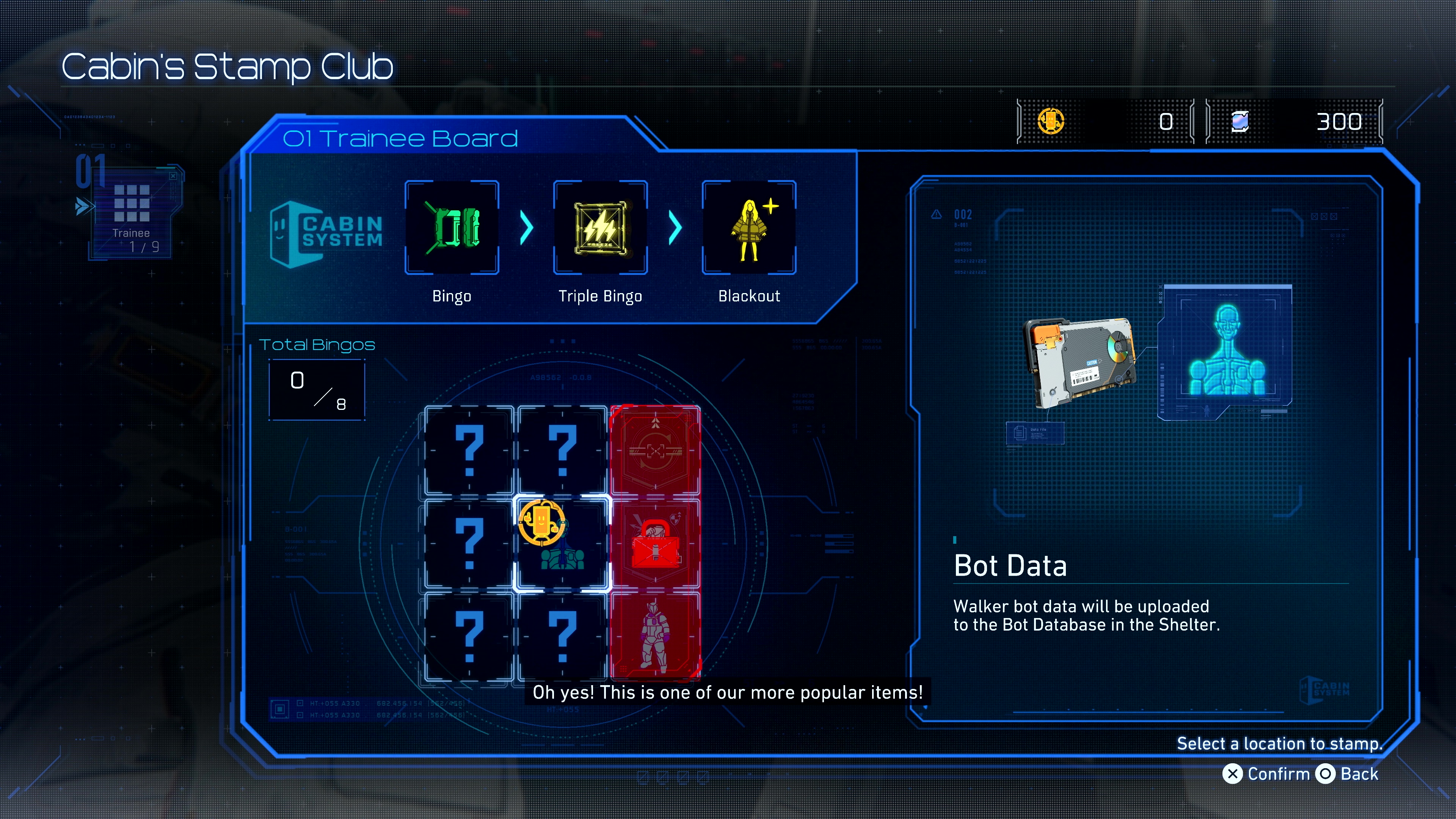 キャビンコインを使って好きなマスの特典を解放できる。ビンゴのように解放したマスが揃うとさらにボーナスもあり