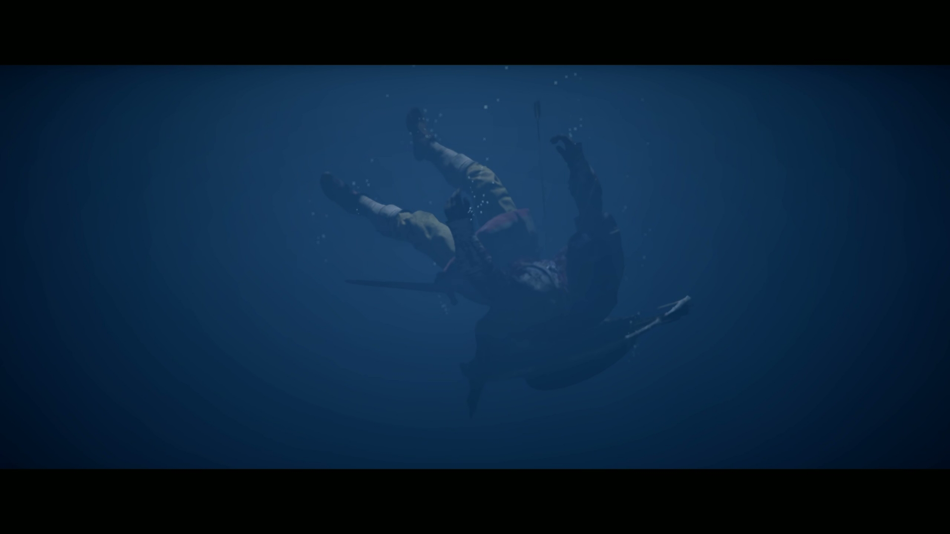 崖上から川へ突き落とされるクリフ