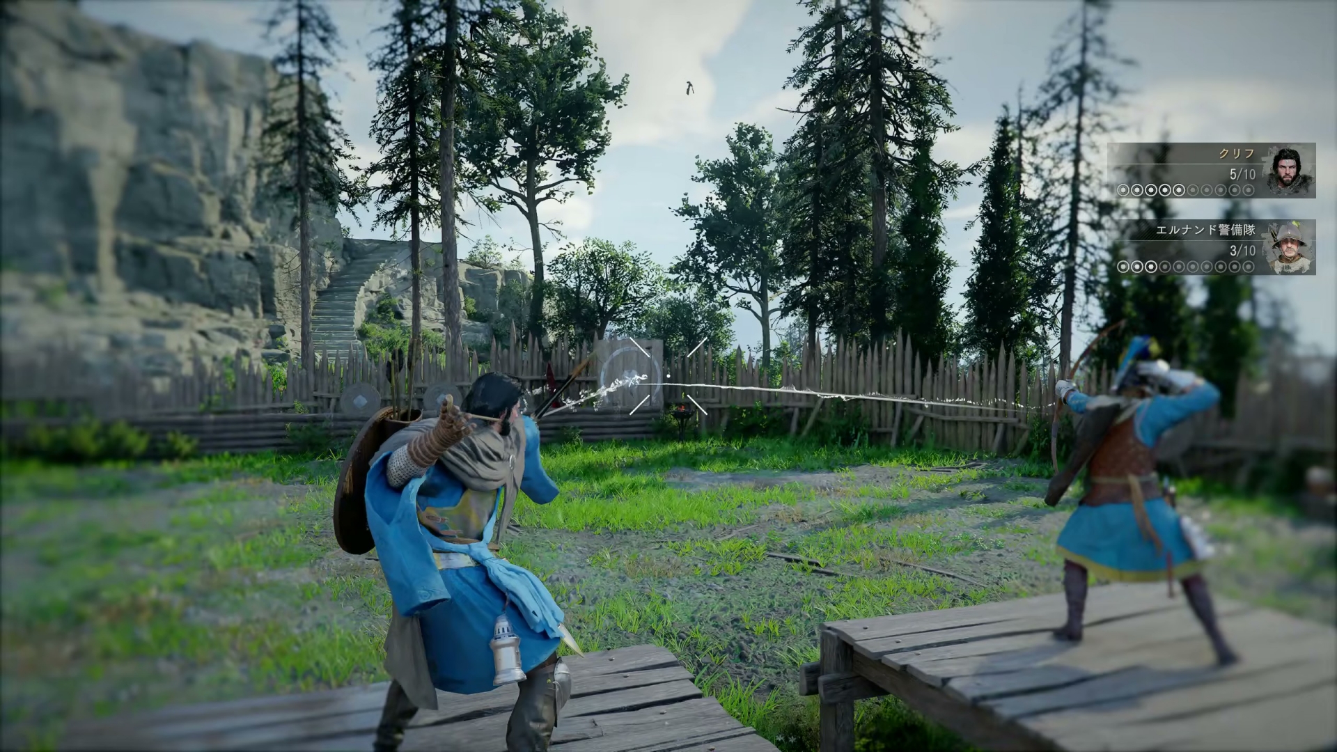 弓で的当てをするミニゲーム