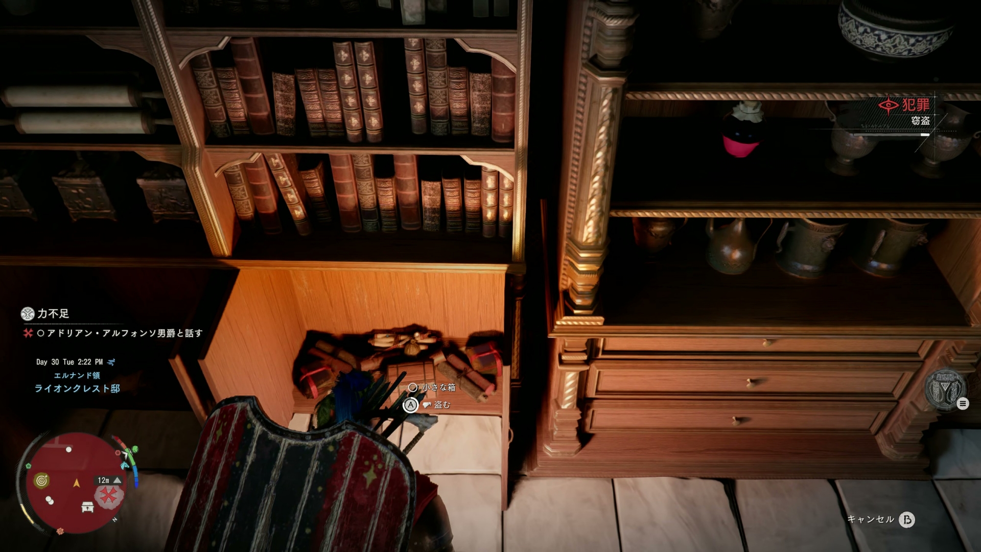 引き出しや戸棚を開けて、中に入っているアイテムをこっそり盗む（よい子は真似しちゃダメよ）