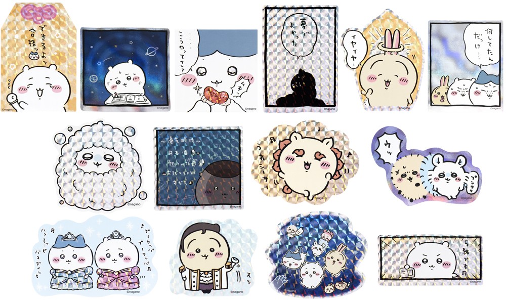 スマホに貼れるサイズのホログラムステッカー（全14種、各330円）