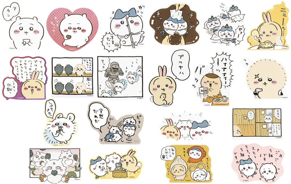 スマホに貼れるサイズのステッカー（全20種、各330円）