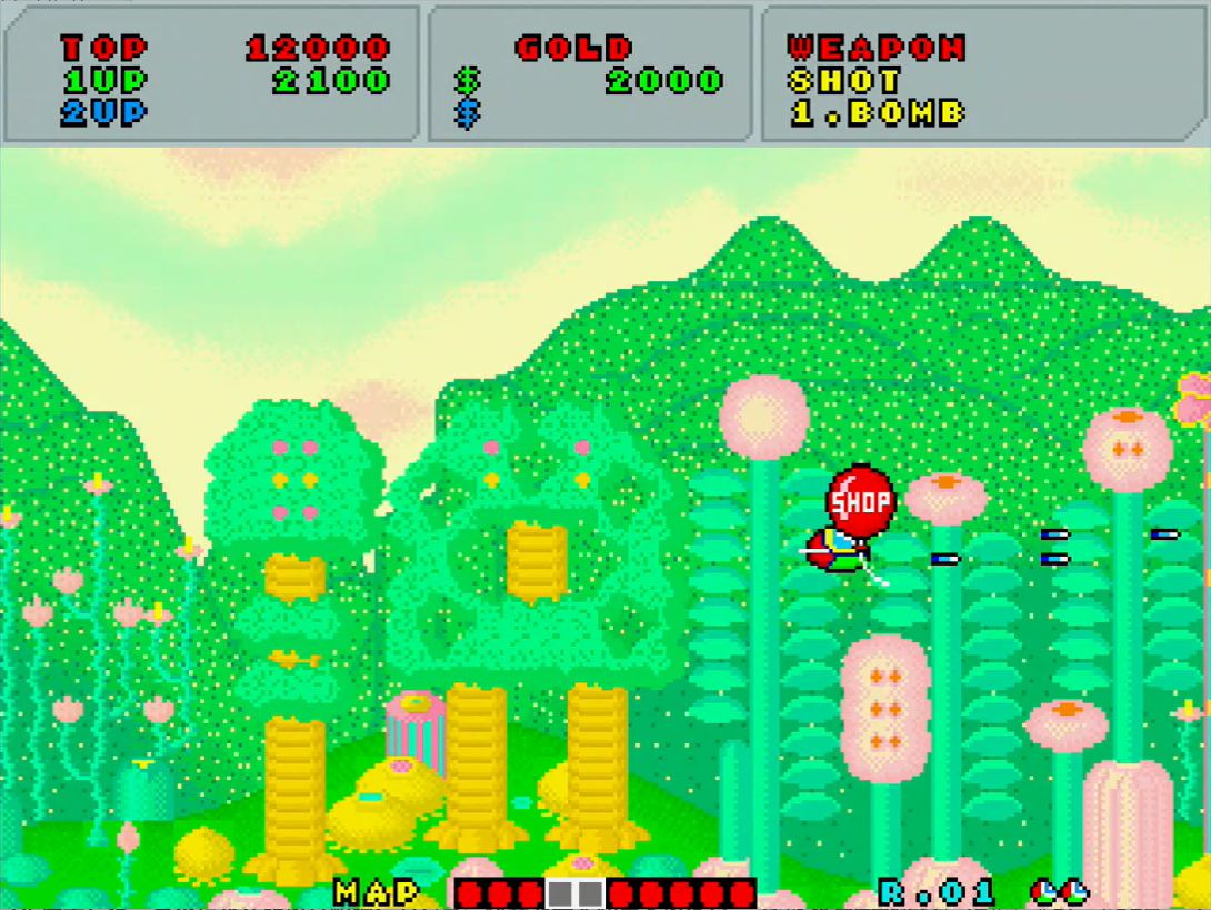 上空から出現したバルーンに触れるとパーツショップに移動する