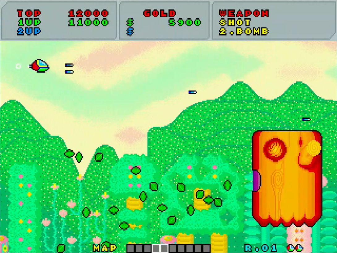 ステージ1のボス、スタンパロンは正面に向けて大量に弾を吐き出す