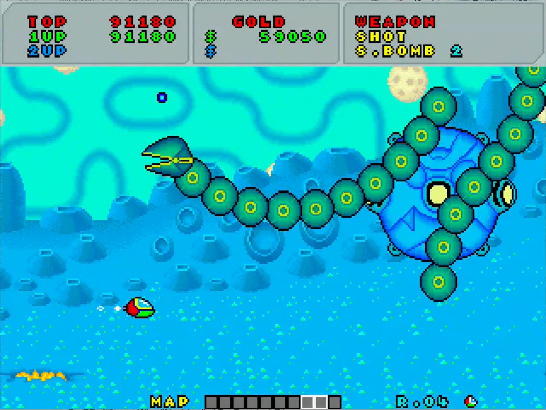 クラブンガーの定番攻略パターン。ショップで買ったスマートボムを3発使うだけで瞬殺！