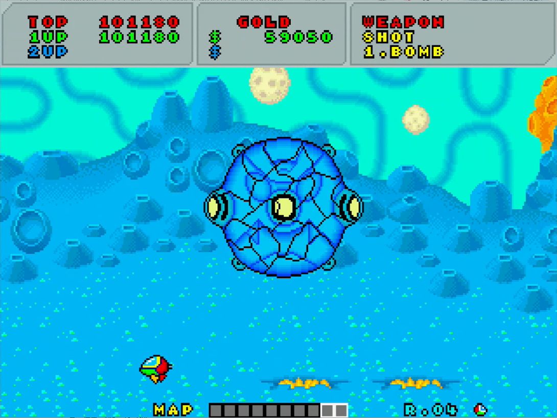 クラブンガーの定番攻略パターン。ショップで買ったスマートボムを3発使うだけで瞬殺！