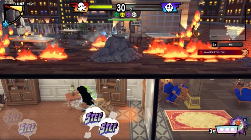 こちらが覗き見をした画面。本来であれば自身のいる部屋のみカメラに映るが、隣り合う部屋は覗くことが可能。隣接する部屋のプレーヤーはシルエットで表示される