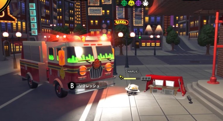 マップ端の消防車まで戻ると元の姿に復活できる