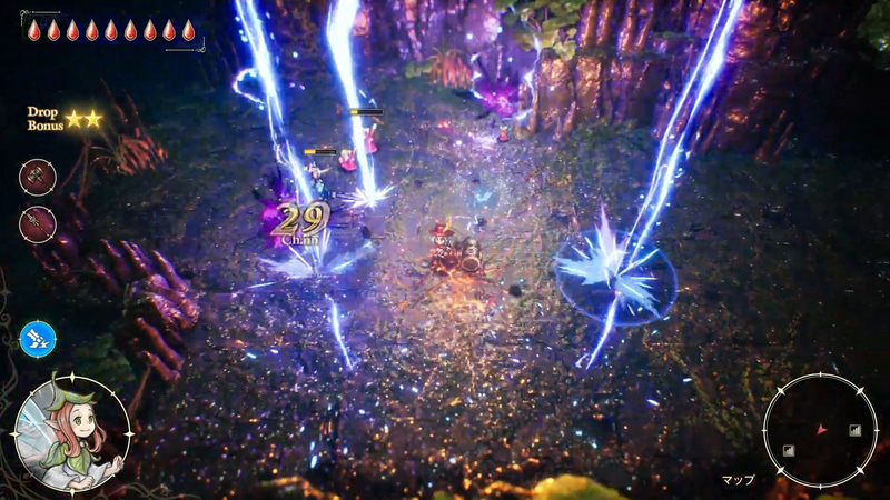 ハンマーの魔石「雷光の槌」は必殺技発動時に雷を発生させる魔石。レアリティが上がると雷が増え、より広い範囲の敵を攻撃できる