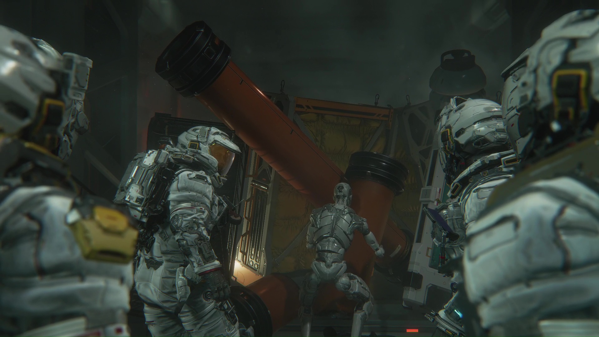 本来は人間の役に立つために作られたのだから当たり前なのだが、プレーヤーにはボット＝敵という印象が刷り込まれているので、人間の手助けをしているシーンは新鮮である