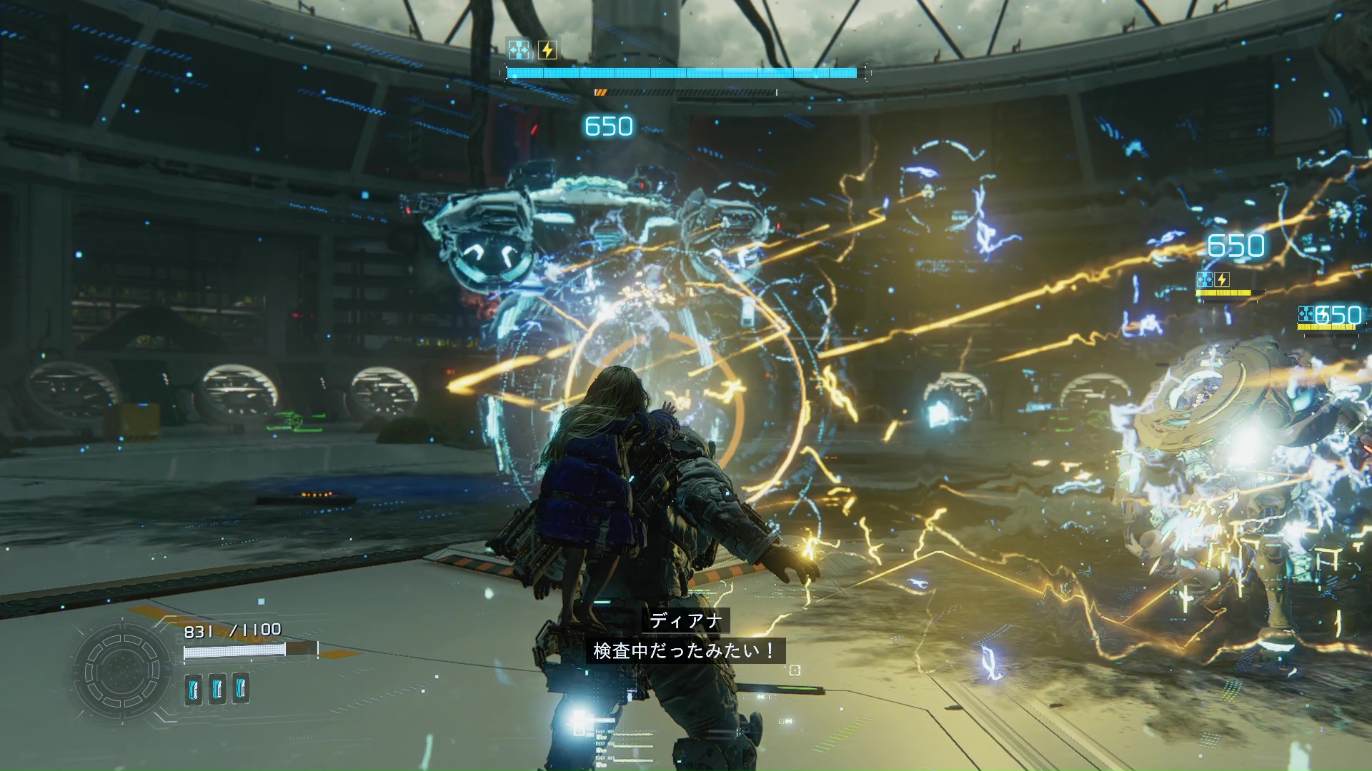 左下のハッキングゲージがマックス時に発動できるオーバードライブ。複数の敵を一網打尽にできる