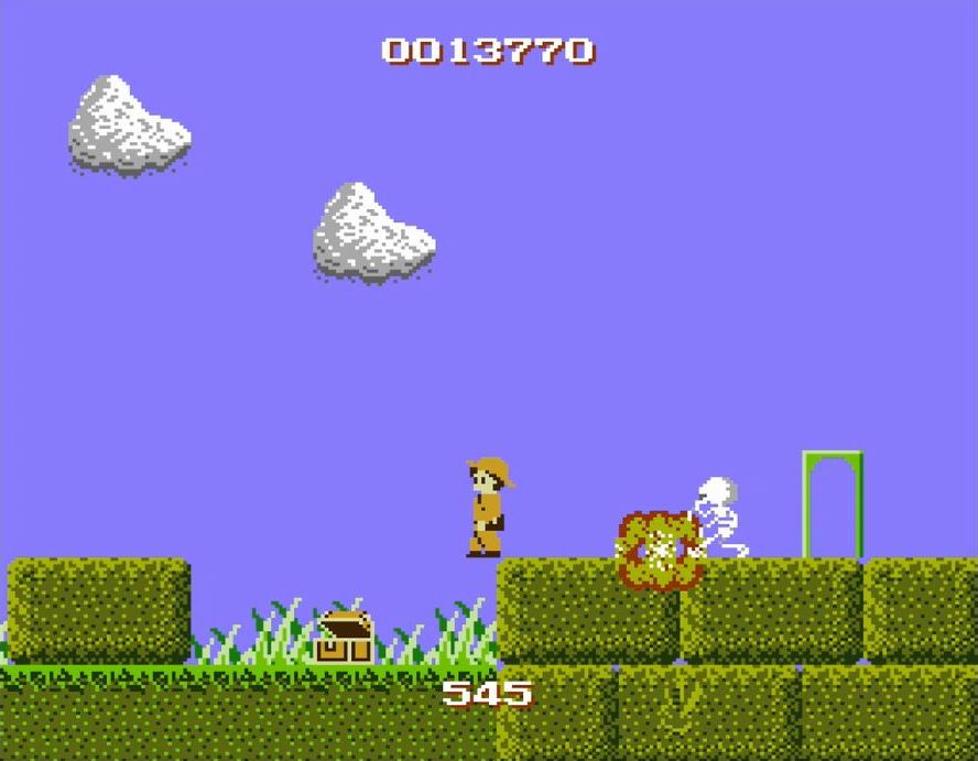 ガイコツのガイボーンを倒すには、ボンが爆発するタイミングで命中させることが必要だ