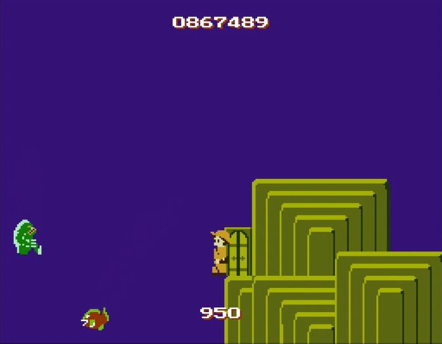 本作では、写真のように画面外に落ちないギリギリの位置まで調整し、助走をつけてジャンプする場面が頻出する