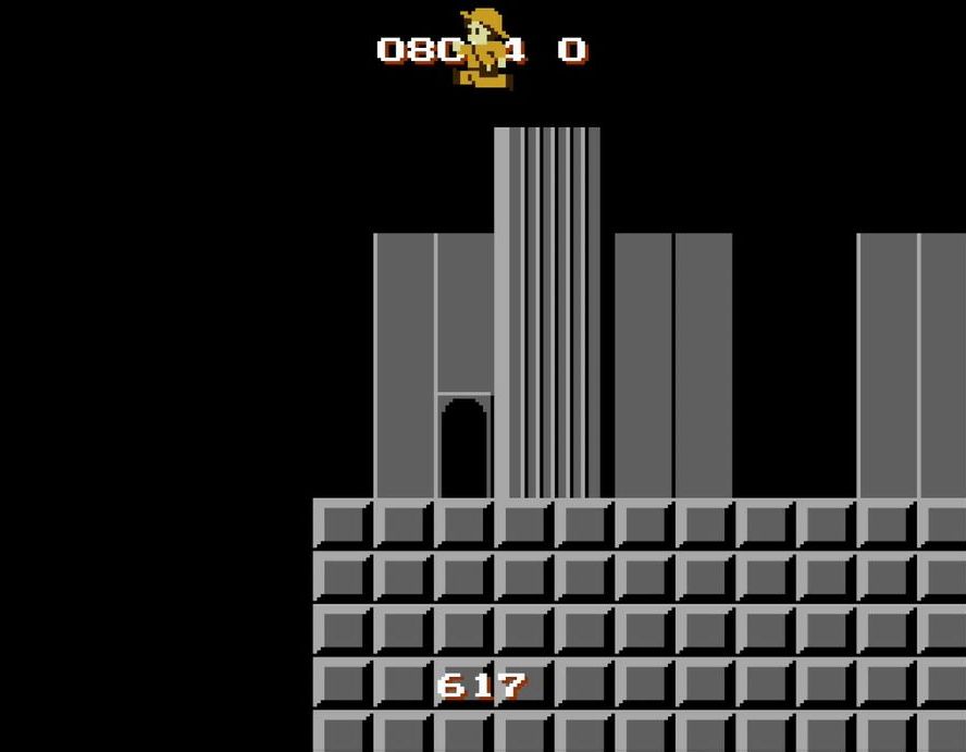 勢い余って画面外（左側）に飛び出さないよう、小ジャンプを繰り返しながら少しずつ左に移動すると……