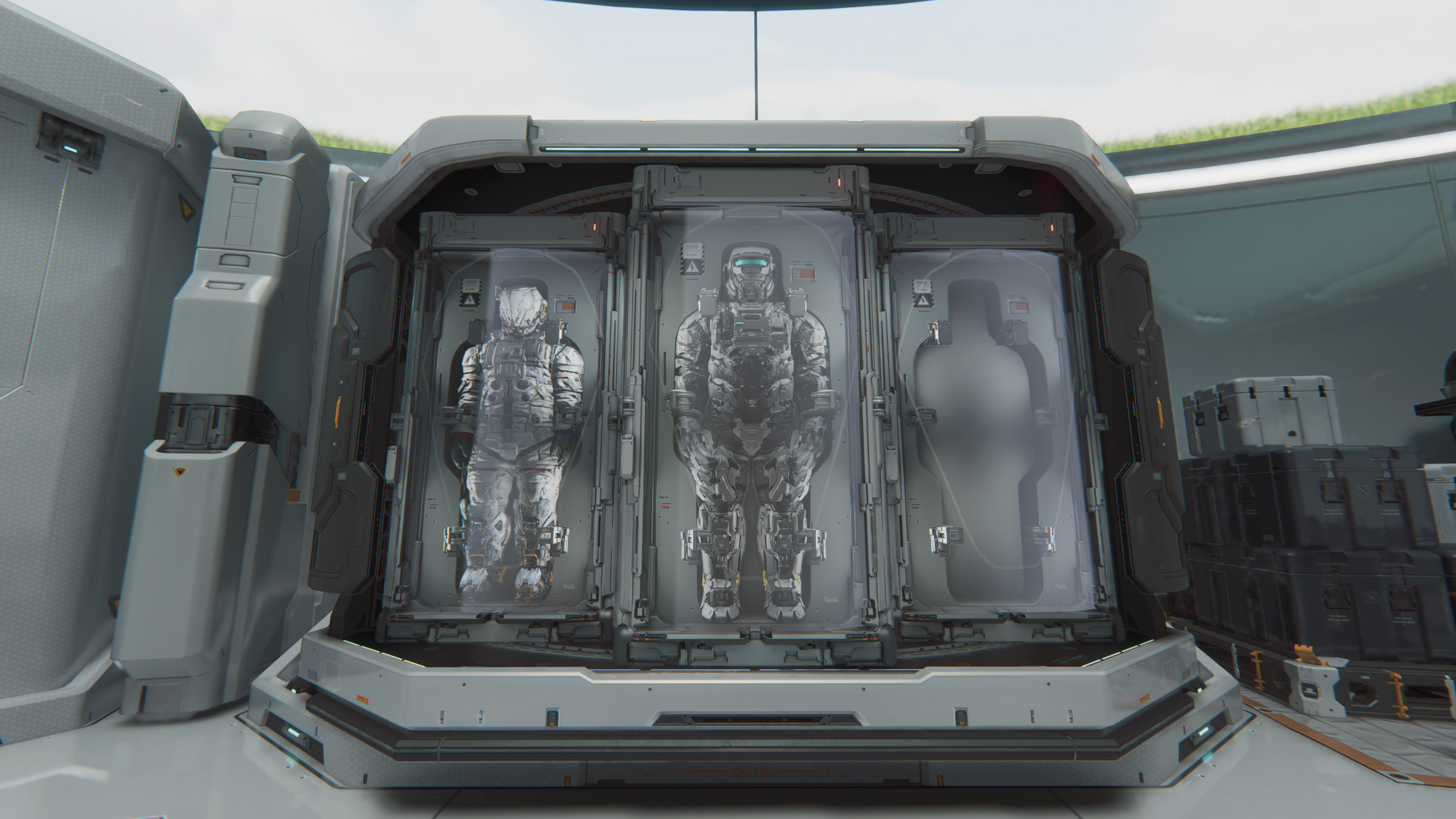 ヒューとディアナの衣装を変更できる端末。新たな衣装は「キャビンスタンプクラブ」で入手しよう