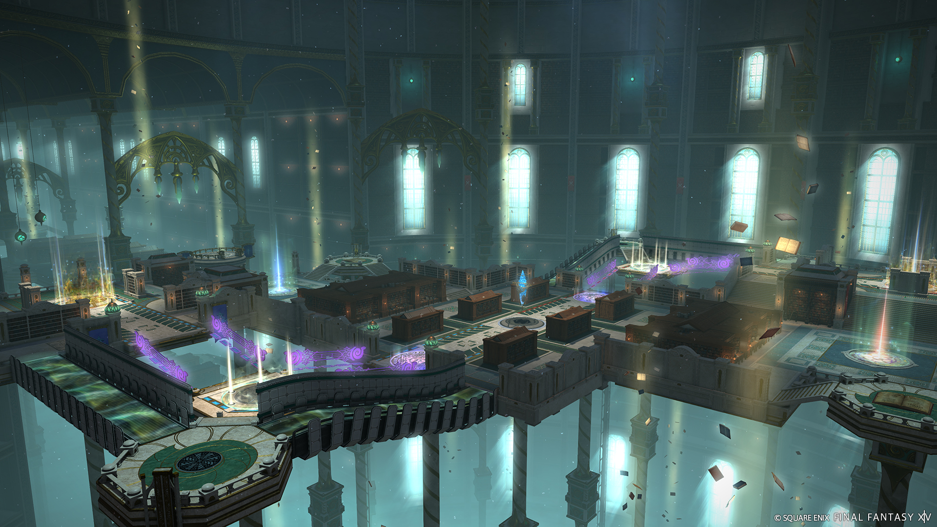 本が舞い散る幻想的な図書館が新たな戦いのステージとなる