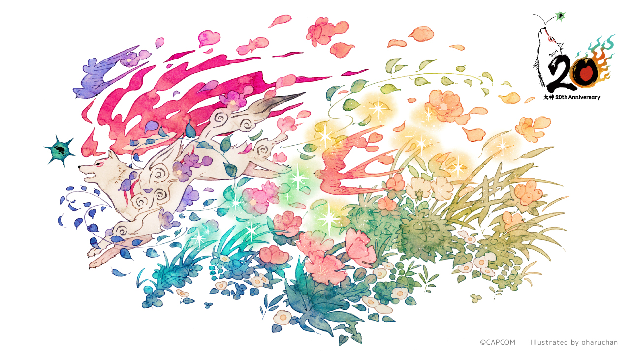 心温まる世界観を描く人気イラストレーター「おはるちゃん」と「大神」のコラボグッズがカプコンストアに登場