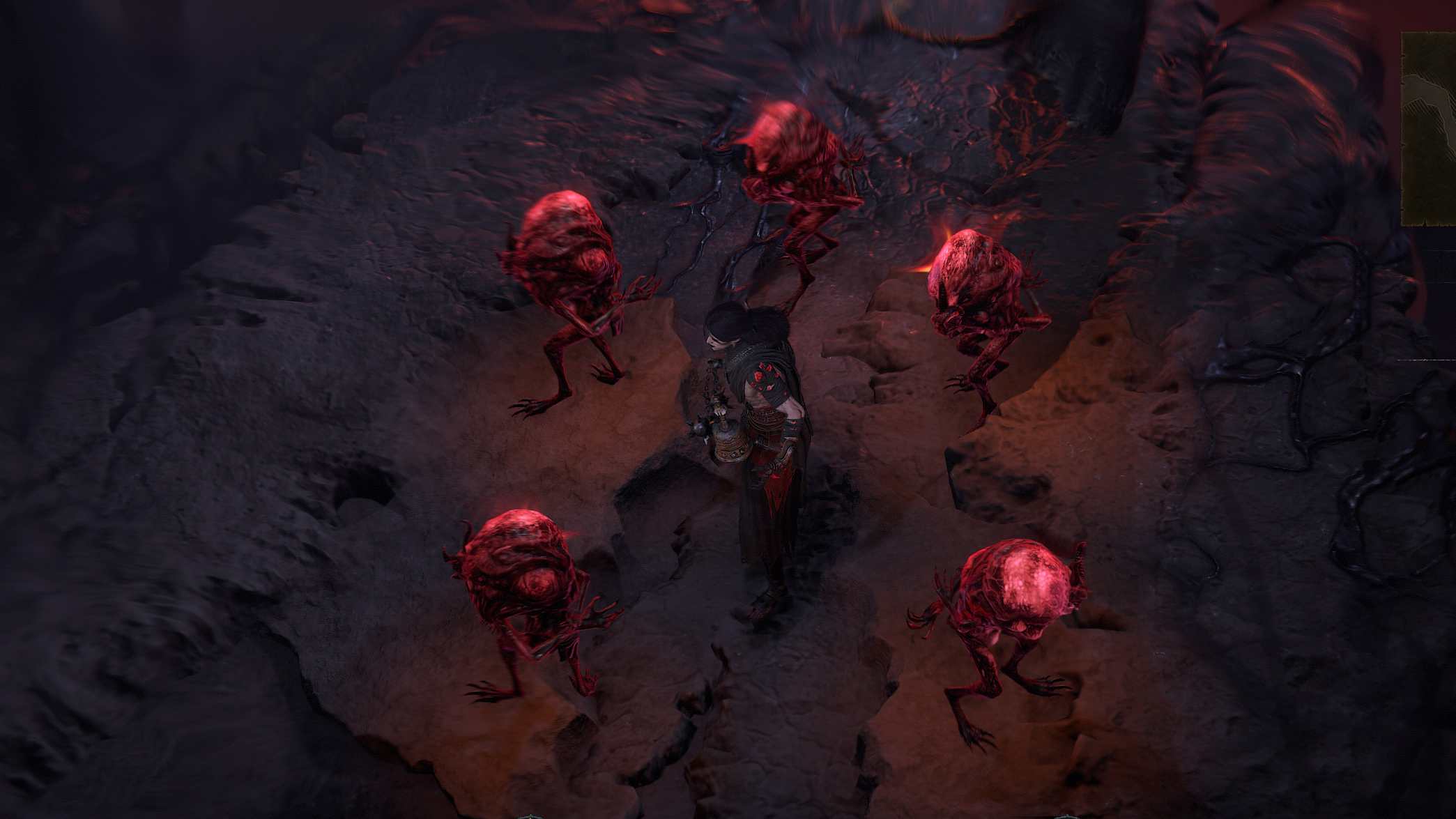 基本スキルの1つ「フォールンに命令」ではフォールンを呼び出して敵にけしかける。基本はすぐに消えるが、ビルド次第で同行させることもできる